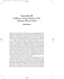 Appendix III Folklore Versus History: the Tantura Blood Libel