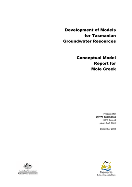 Development of Models for Tasmanian Groundwater Resources