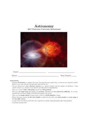 Astronomy 2017 Princeton University Invitational