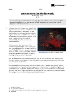 Commonlit | Welcome to the Underworld