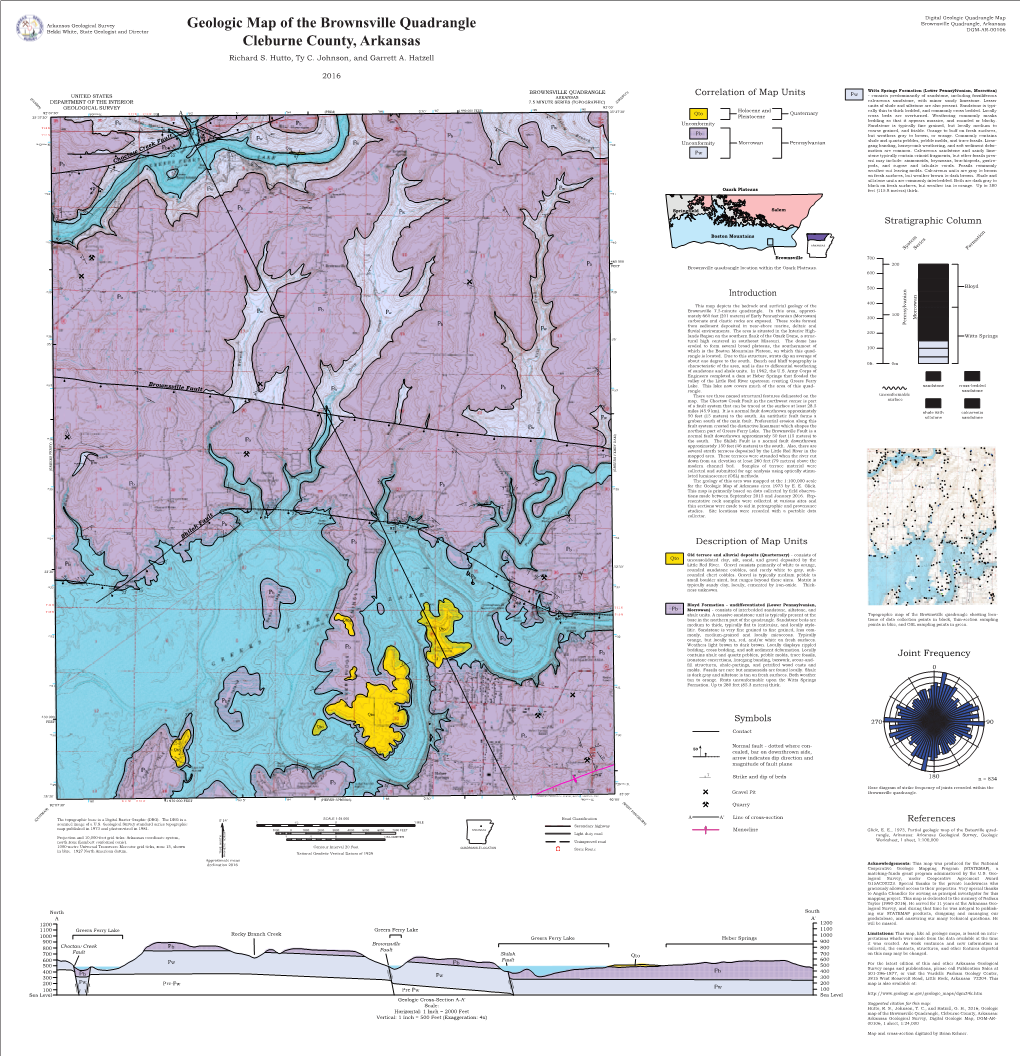 Brownsville Quadrangle Brownsville Quadrangle, Arkansas Bekki White, State Geologist and Director DGM-AR-00106 Cleburne County, Arkansas Richard S