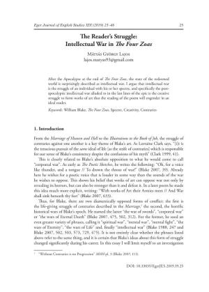 The Reader's Struggle: Intellectual War in the Four Zoas
