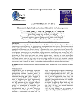 Chemomorphological Study and Antimicrobial Activity of Daedalea Quercina