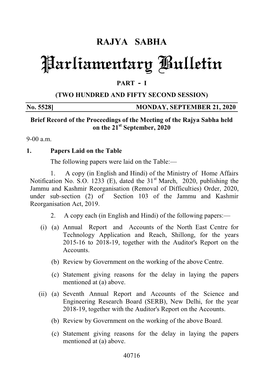 RAJYA SABHA Parliamentary Bulletin