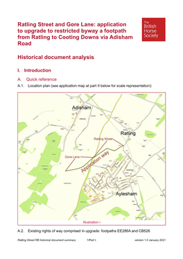 Ratling Street/Gore Lane Restricted Byway Document Analysis