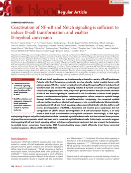Coactivation of NF-Kb and Notch Signaling Is Sufficient to Induce B