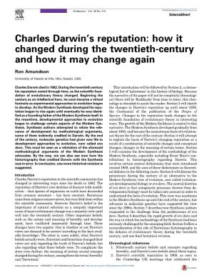 Charles Darwin's Reputation: How It Changed During the Twentieth
