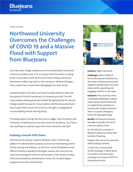Northwood University Overcomes the Challenges of COVID 19 and a Massive Flood with Support from Bluejeans