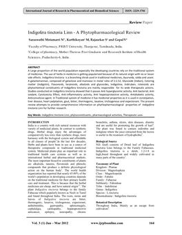 Indigofera Tinctoria Linn - a Phytopharmacological Review