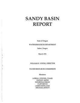 Sandy Basin Report