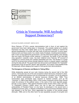 Crisis in Venezuela: Will Anybody Support Democracy?