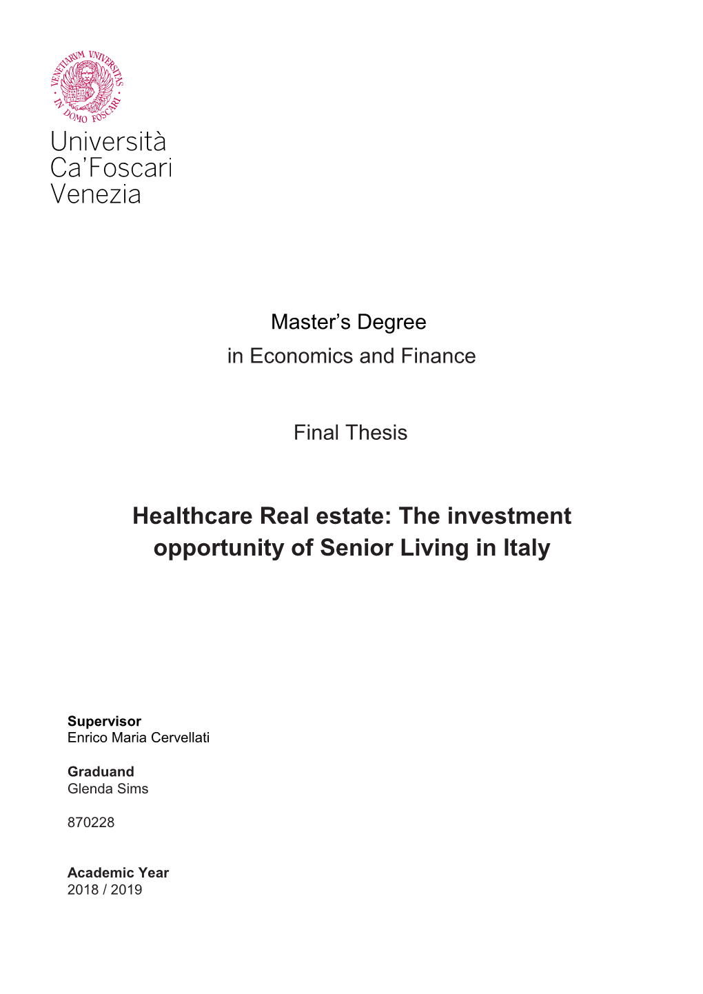 Healthcare Real Estate: the Investment Opportunity of Senior Living in Italy