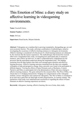 This Emotion of Mine: a Diary Study on Affective Learning in Videogaming Environments