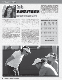 Stella Sampras Webster Enters Her 11Th Season As the Head Runner-Up As a Senior in 1991 with Kimberly Po