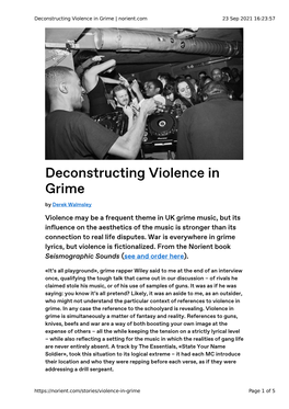 Deconstructing Violence in Grime | Norient.Com 23 Sep 2021 16:23:57