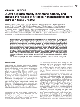 Alnus Peptides Modify Membrane Porosity and Induce the Release of Nitrogen-Rich Metabolites from Nitrogen-Fixing Frankia