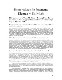Heart Advice for Practicing Dharma in Daily Life