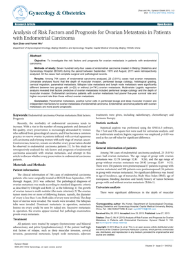 Analysis of Risk Factors and Prognosis for Ovarian Metastasis In