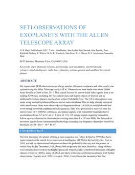 Seti Observations of Exoplanets with the Allen Telescope Array