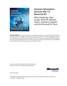 Sample Contents from Internet Information Services (IIS) 7.0 Resource