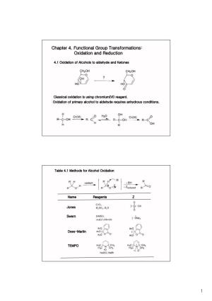 Chapter 4. Functional Group Transformations: Oxidation and Reduction