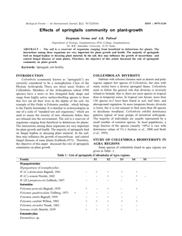 Effects of Springtails Community on Plant-Growth