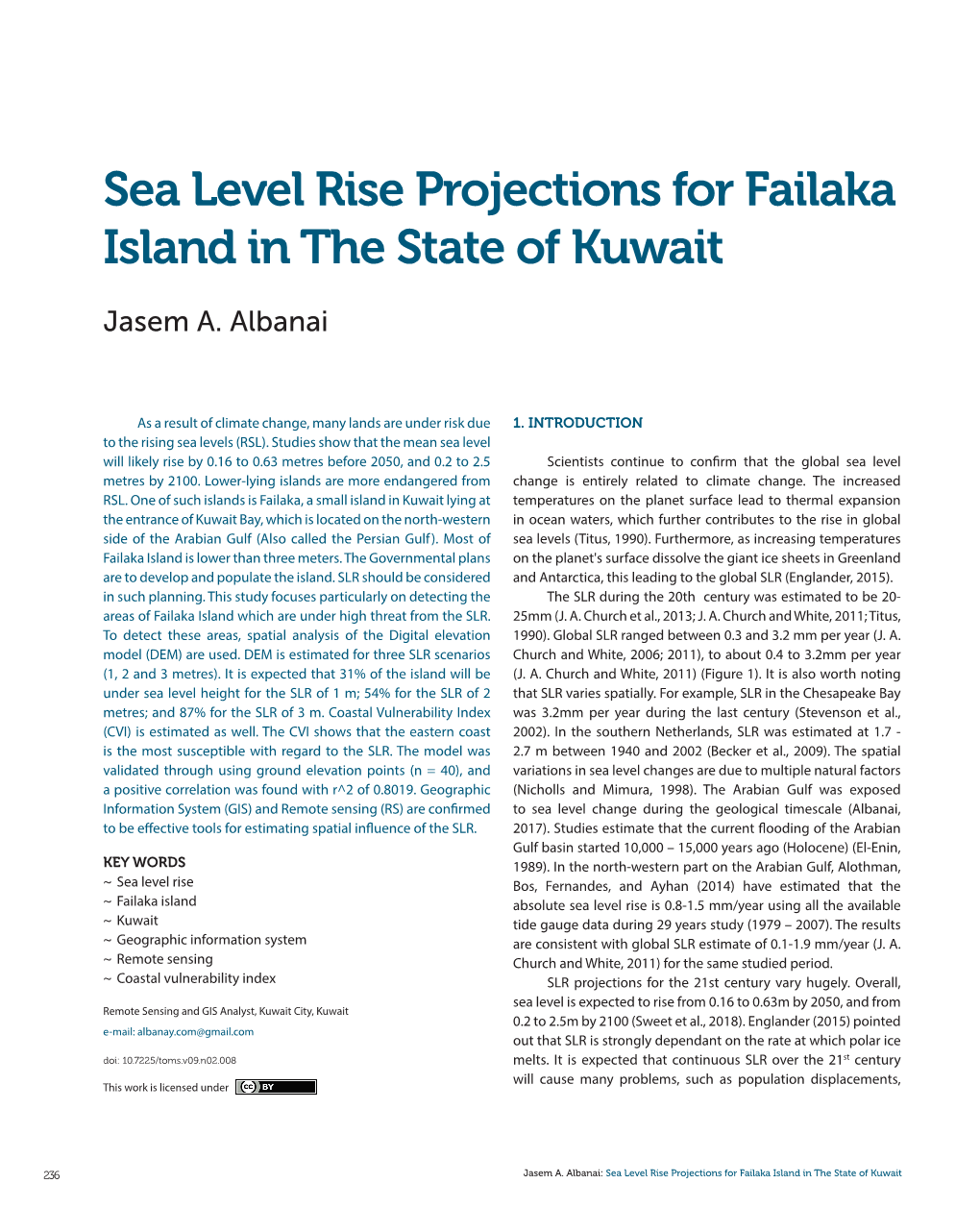 Sea Level Rise Projections for Failaka Island in the State of Kuwait