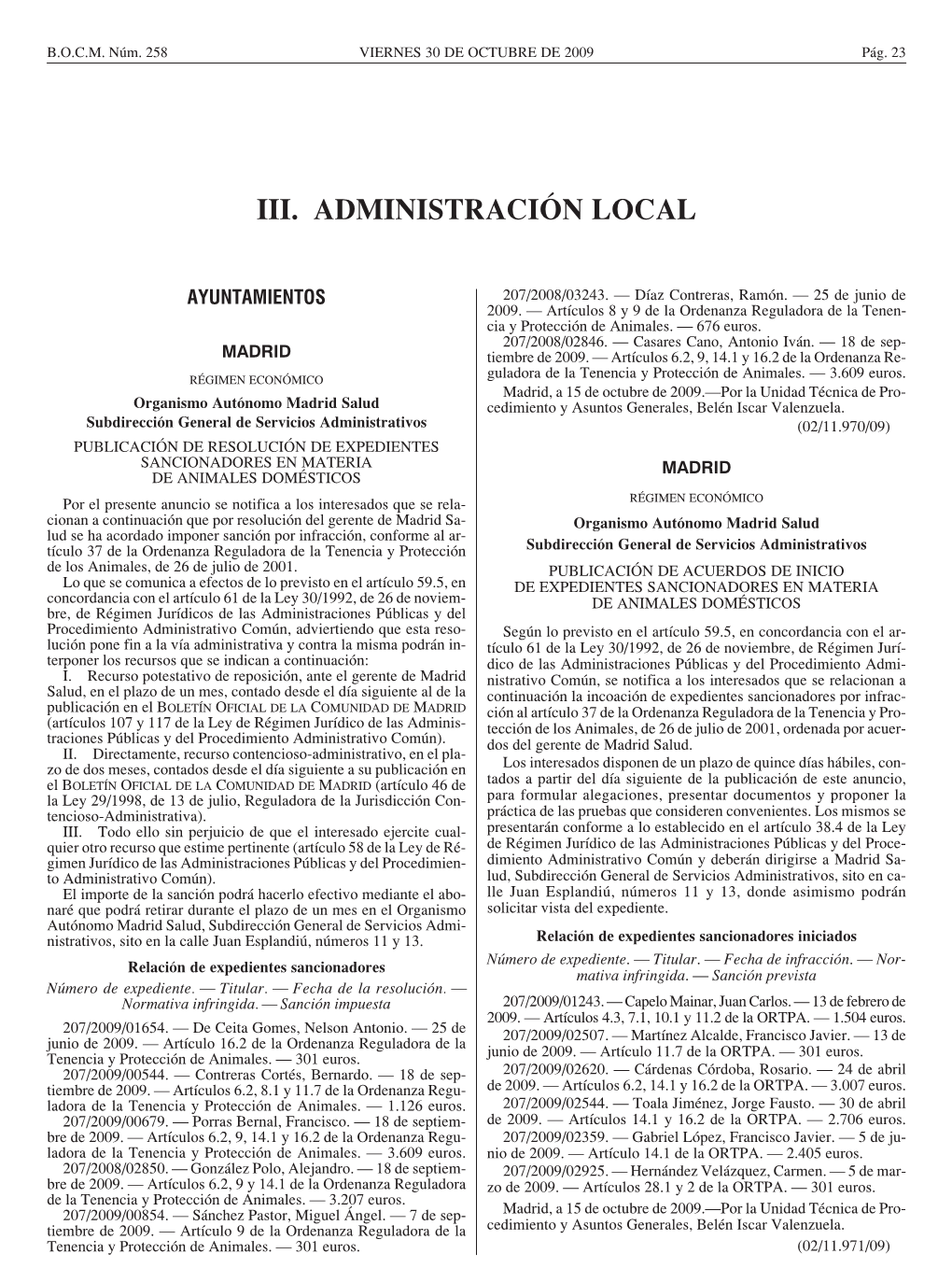 Iii. Administración Local