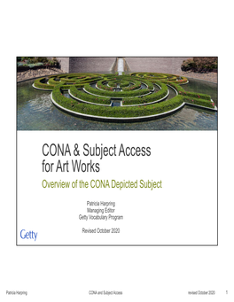 CONA & Subject Access for Art Works