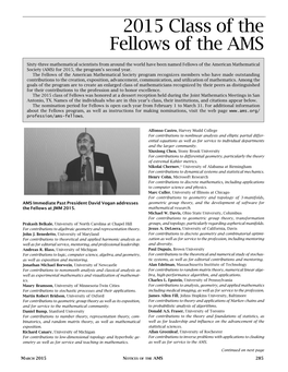2015 Class of the Fellows of the AMS