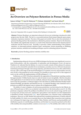 An Overview on Polymer Retention in Porous Media