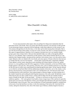 Miss Churchill: a Study by Christian Reid