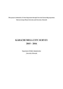 Karachi Mega City Survey 2015 – 2016