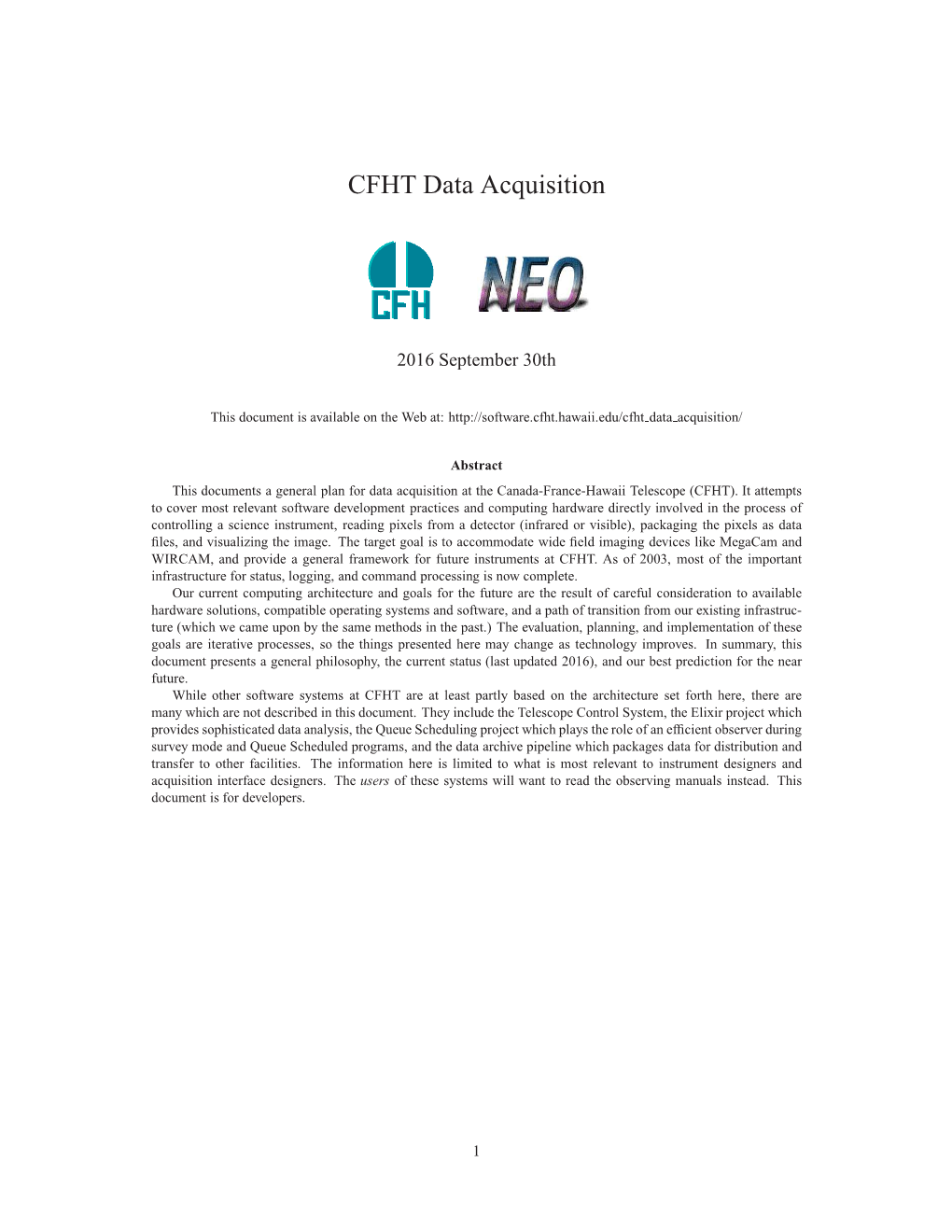 CFHT Data Acquisition