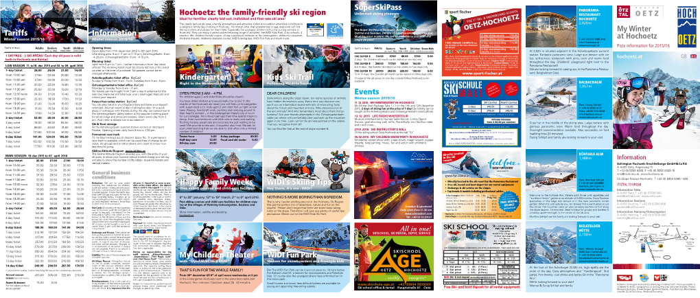 Information Tariffs Kindergarten Kids Ski Trail Hochoetz: the Family