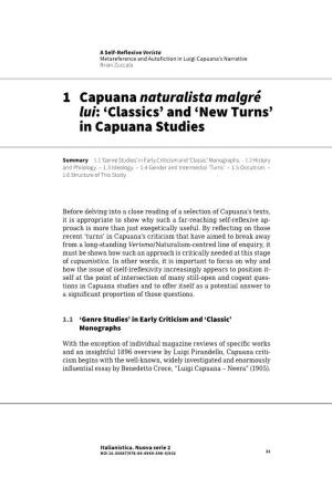 1 Capuana Naturalista Malgré Lui: 'Classics' and 'New Turns'