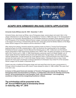 Acapo 2016 Armando (Rilhas) Costa Application
