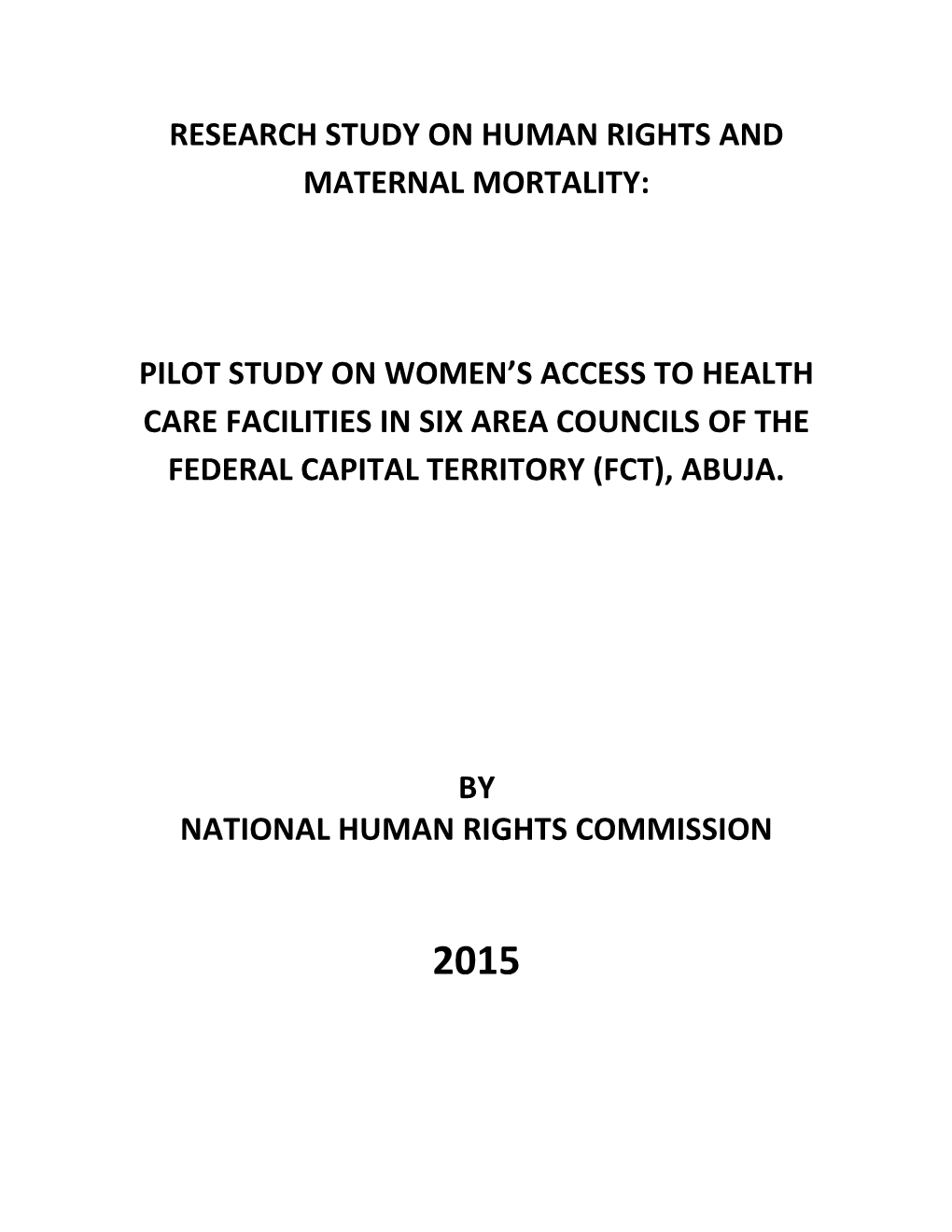 Research Study on Human Rights and Maternal Mortality
