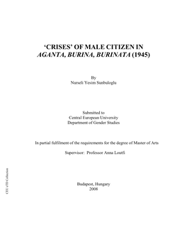 'Crises' of Male Citizen in Aganta, Burina, Burinata