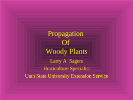 Propagation of Woody Plants