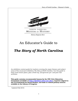 An Educator's Guide to the Story of North Carolina