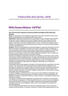 Political Risk Alert (22 Nov. 2019)