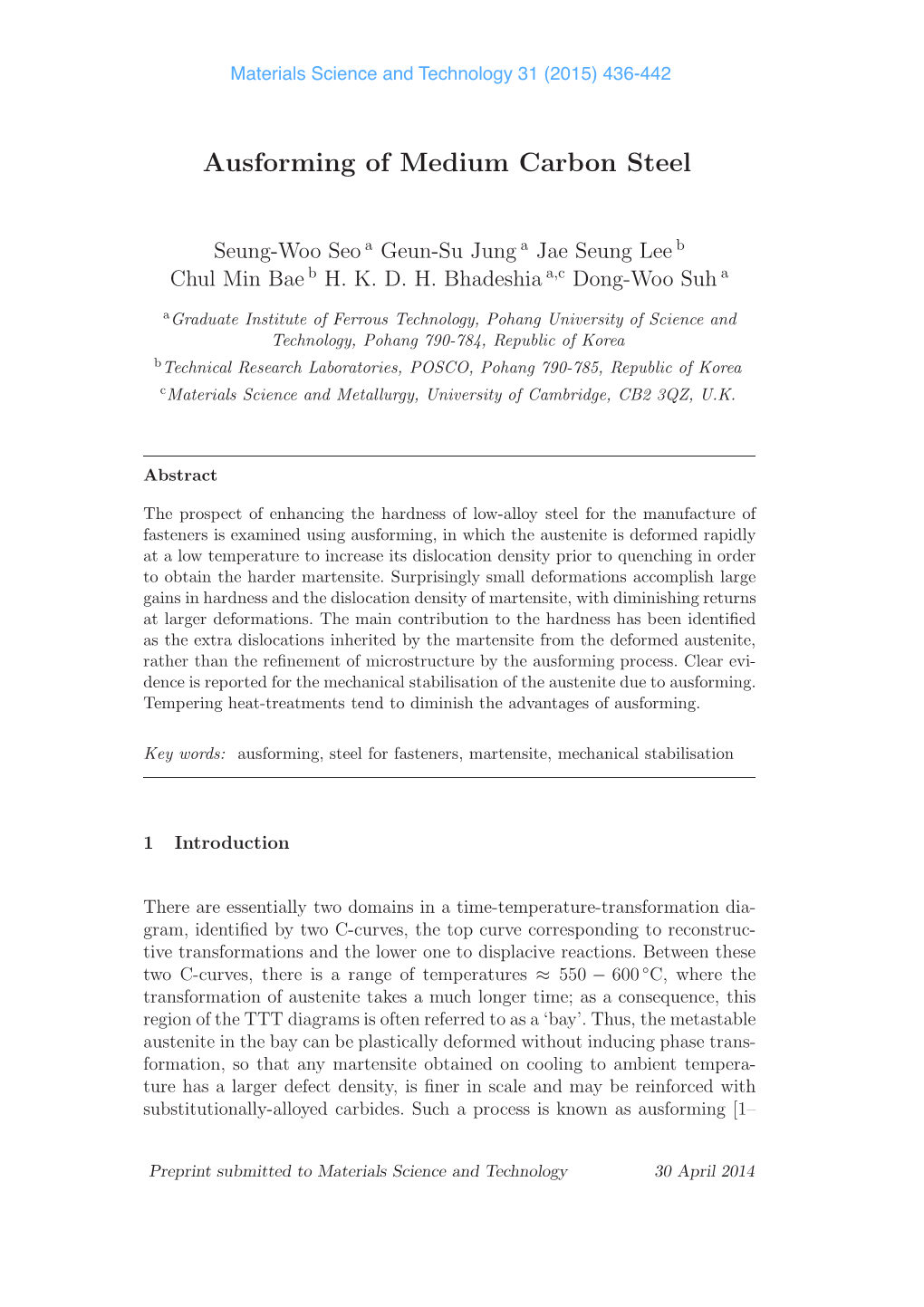 Ausforming of Medium Carbon Steel