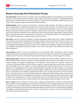 Boston University Part-Time Dance Faculty