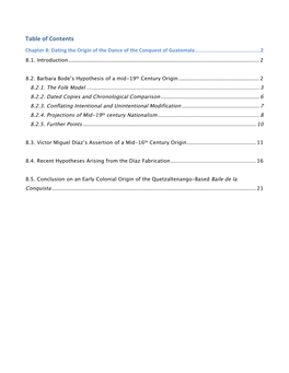 Table of Contents Chapter 8: Dating the Origin of the Dance of the Conquest of Guatemala