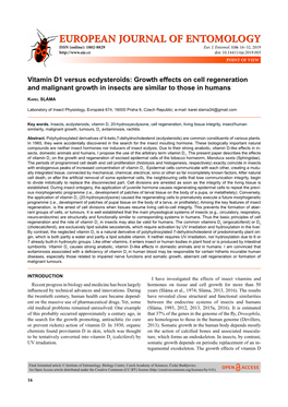 Vitamin D1 Versus Ecdysteroids: Growth Effects on Cell Regeneration and Malignant Growth in Insects Are Similar to Those in Humans