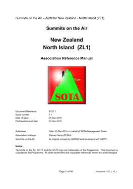 Summits on the Air – ARM for New Zealand - North Island (ZL1)