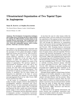 Ultrastructural Organization of Two Tapetal Types in Angiosperms
