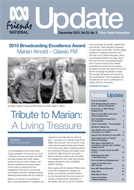 Tribute to Marian: a Living Treasure