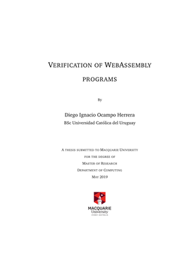 Verification of Webassembly Programs